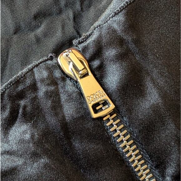 Dolce & Gabbana Black Satin Sleeveless A-line Midi Dress, size IT44/US8/L - Picture 6 of 10